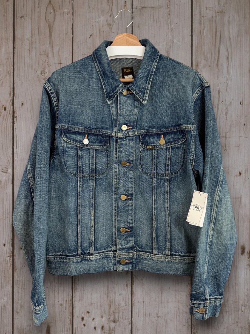 RRL Lot 271 Leeland Indigo Denim Trucker Jacket – Size L – New With Tags